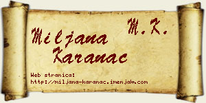 Miljana Karanac vizit kartica